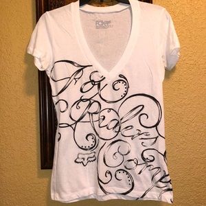 FOX Riders Company V- Neck Tee Shirt. Worn once. Excellent new condition.